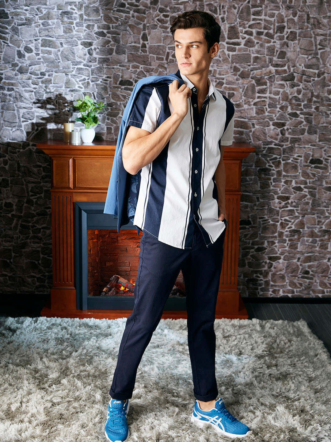U S Polo Assn Men Navy Blue Slim Fit Trousers