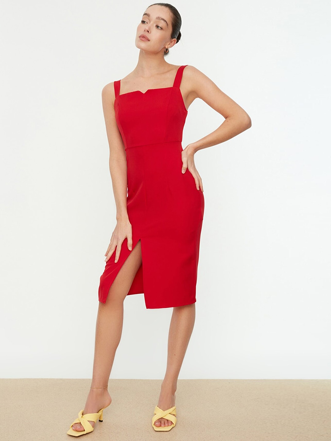 Trendyol Red Sheath Midi Dress