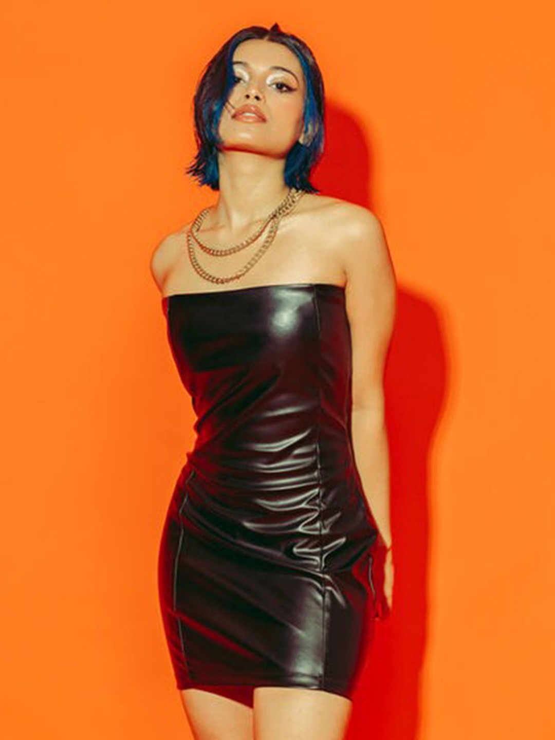 Top 10 Best Myntra New Dress Collection 2022 8 Freakins Women Black Leather Bodycon Mini Dress