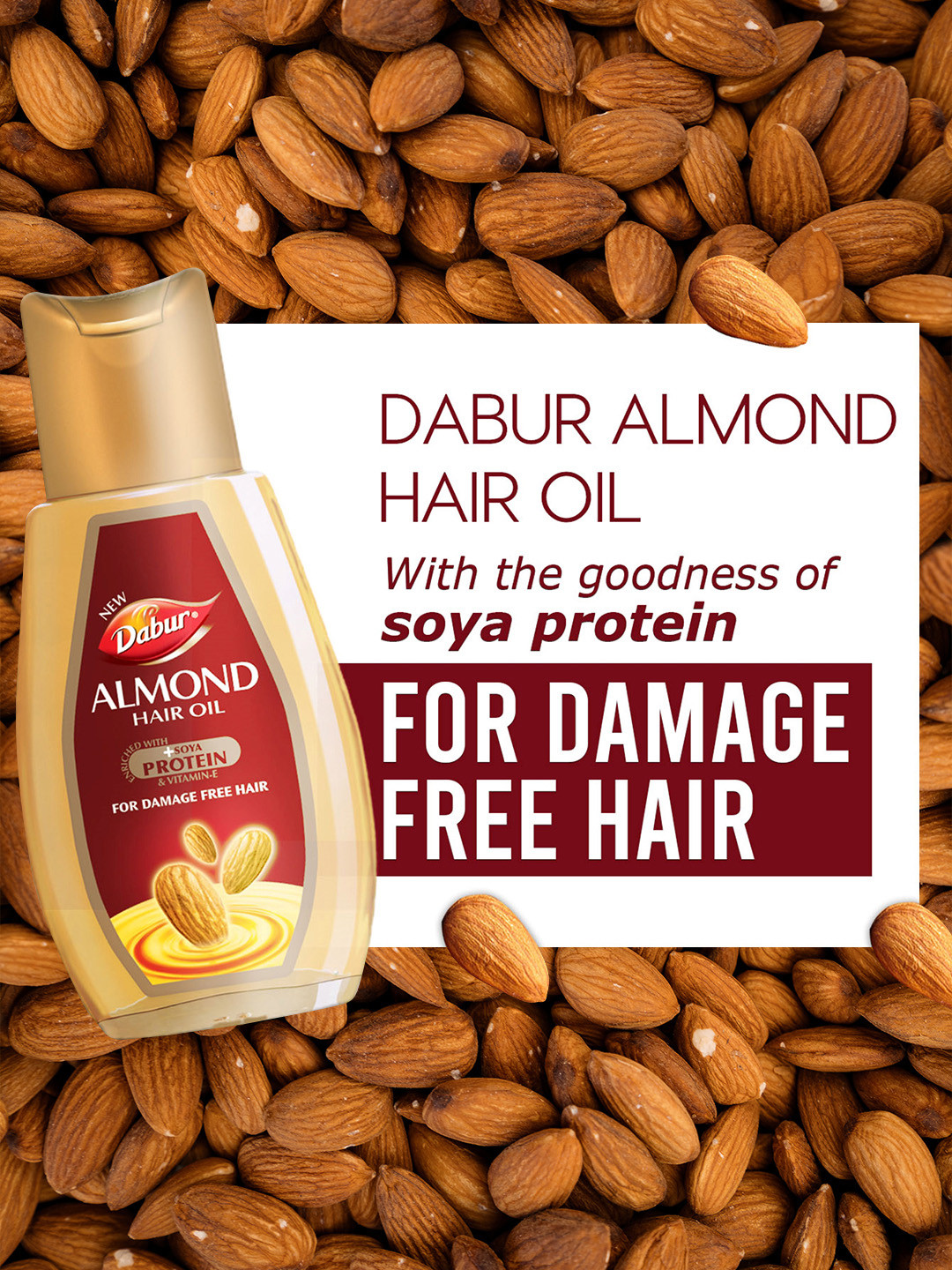 Buy Dabur Almond Hair Oil For Non Sticky Damage Free Hair With Soya Protein & Vitamin E 500ml - - Personal Care for Unisex - Image 4