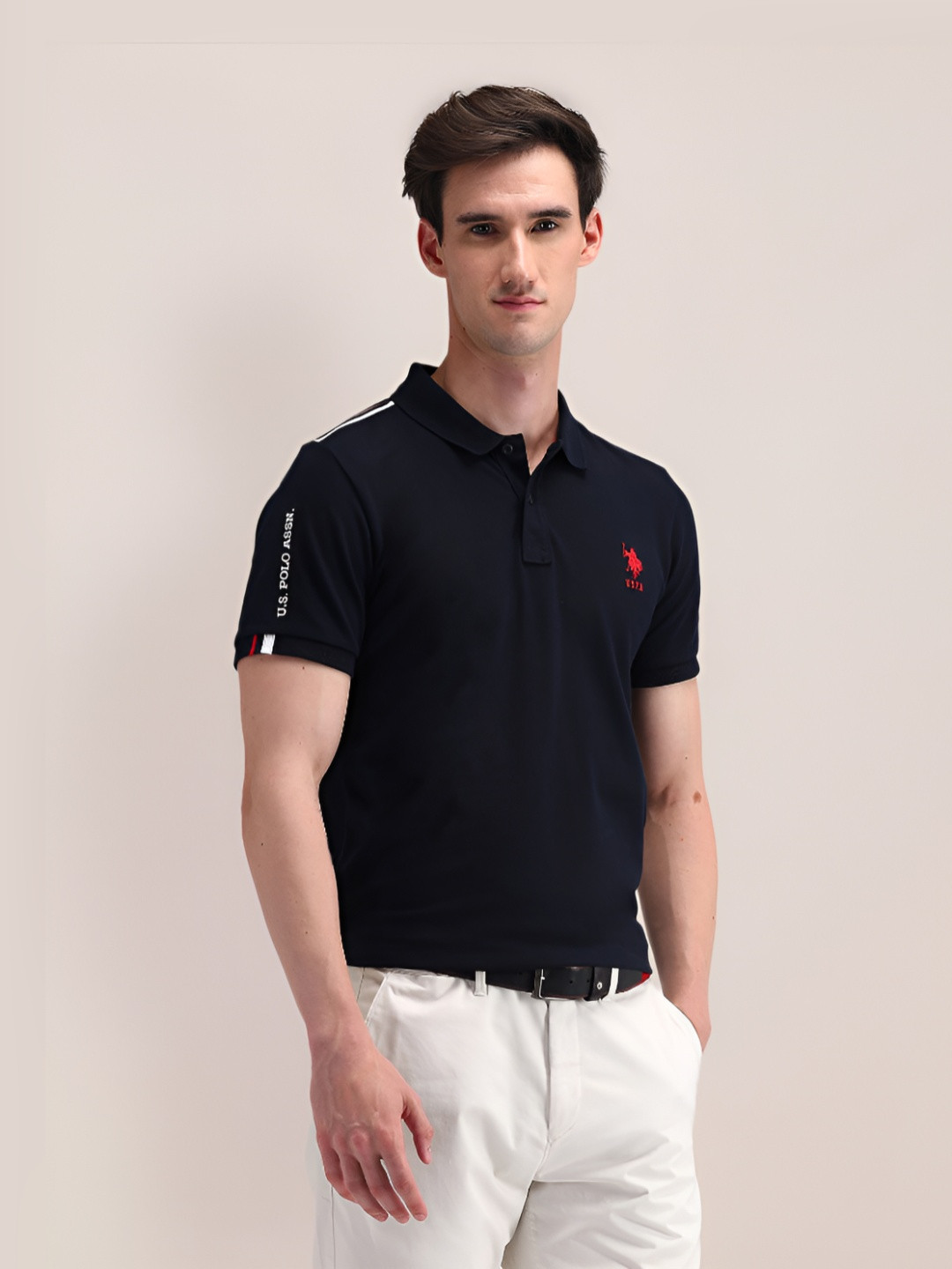 U.S. Polo Assn. Men Solid Cotton Slim Fit T-shirt