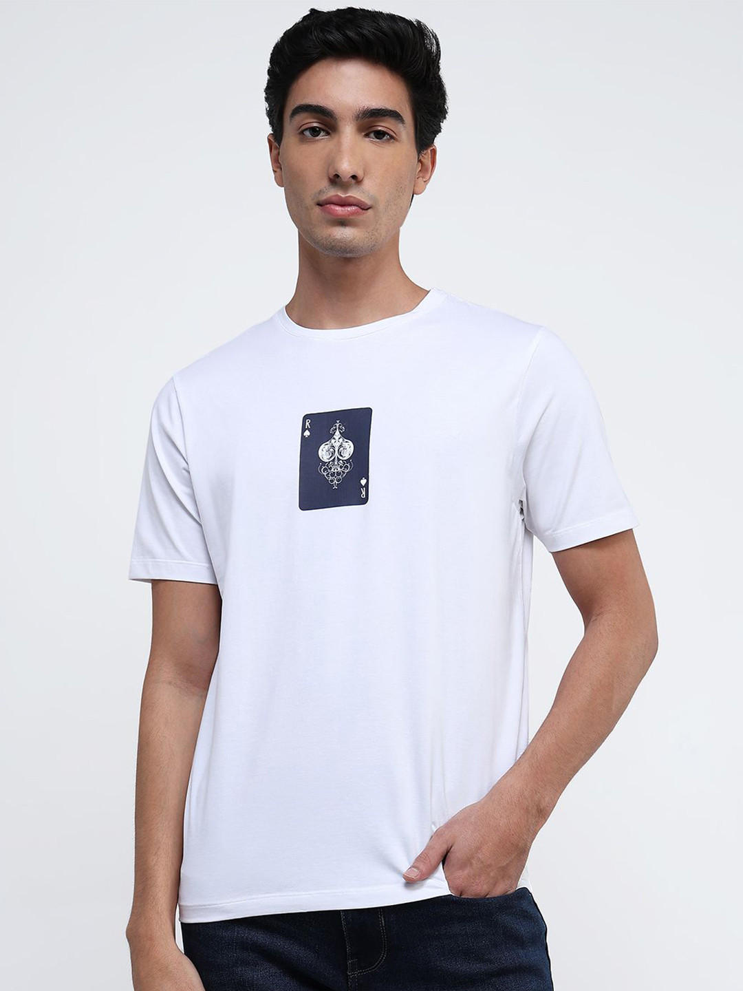 RARE RABBIT Men Graphic Printed Round Neck T-Shirt