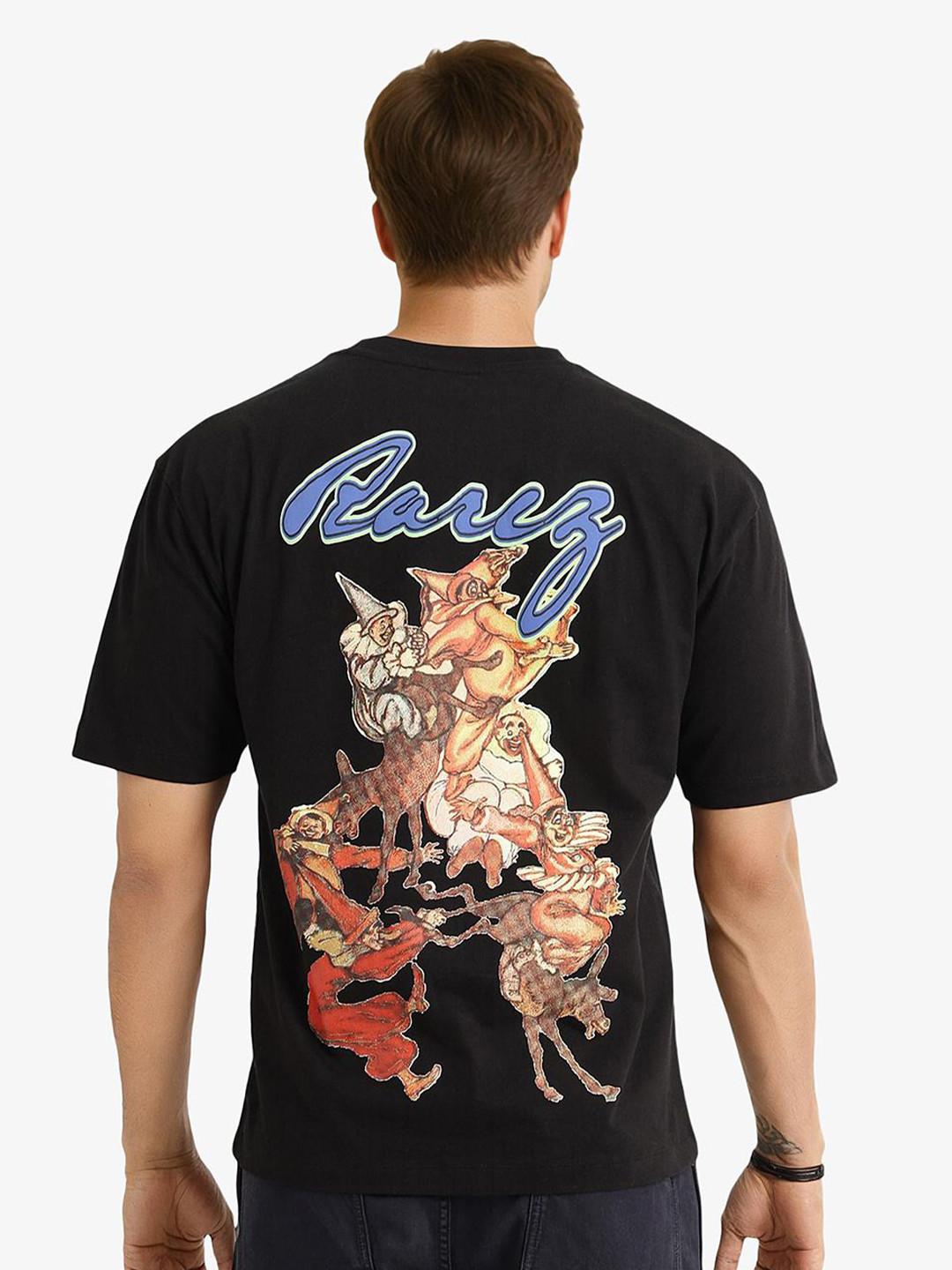 RARE RABBIT Men Printed Applique Oversized T-shirt