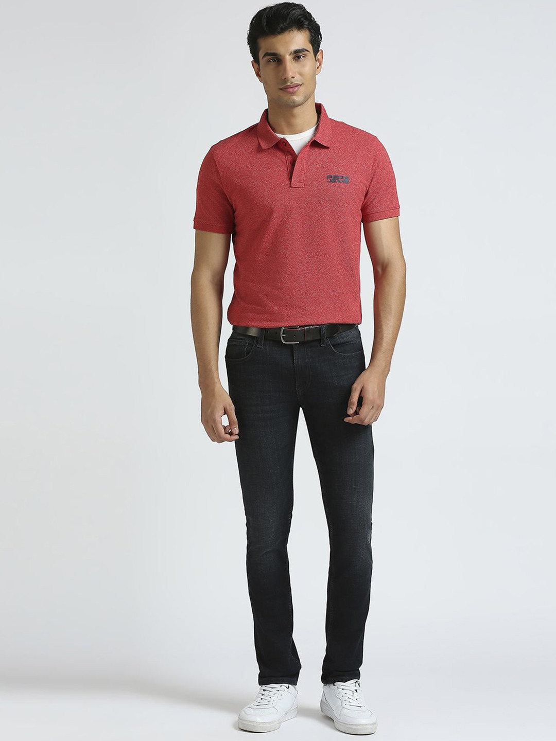 Pepe Jeans Men Solid Polo Collar Cotton T-shirt