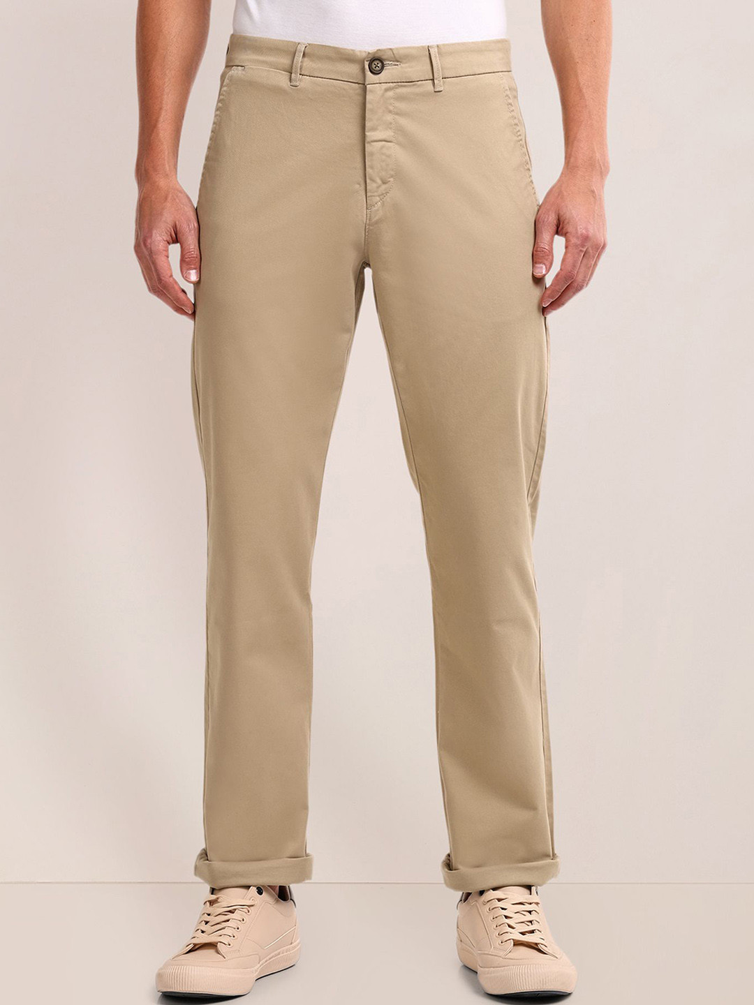U.S. Polo Assn. Men Solid Classic Straight Fit Chinos Casual Trousers