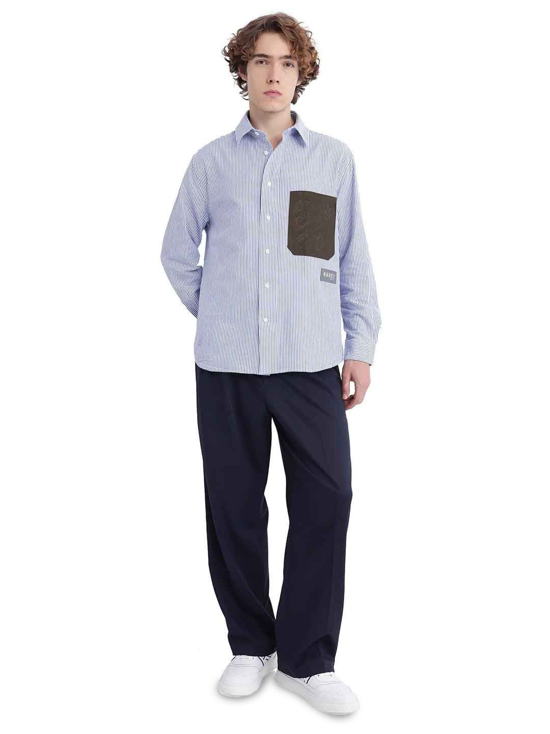 RARE RABBIT Men Navy Relaxed Fit Plain Trouser