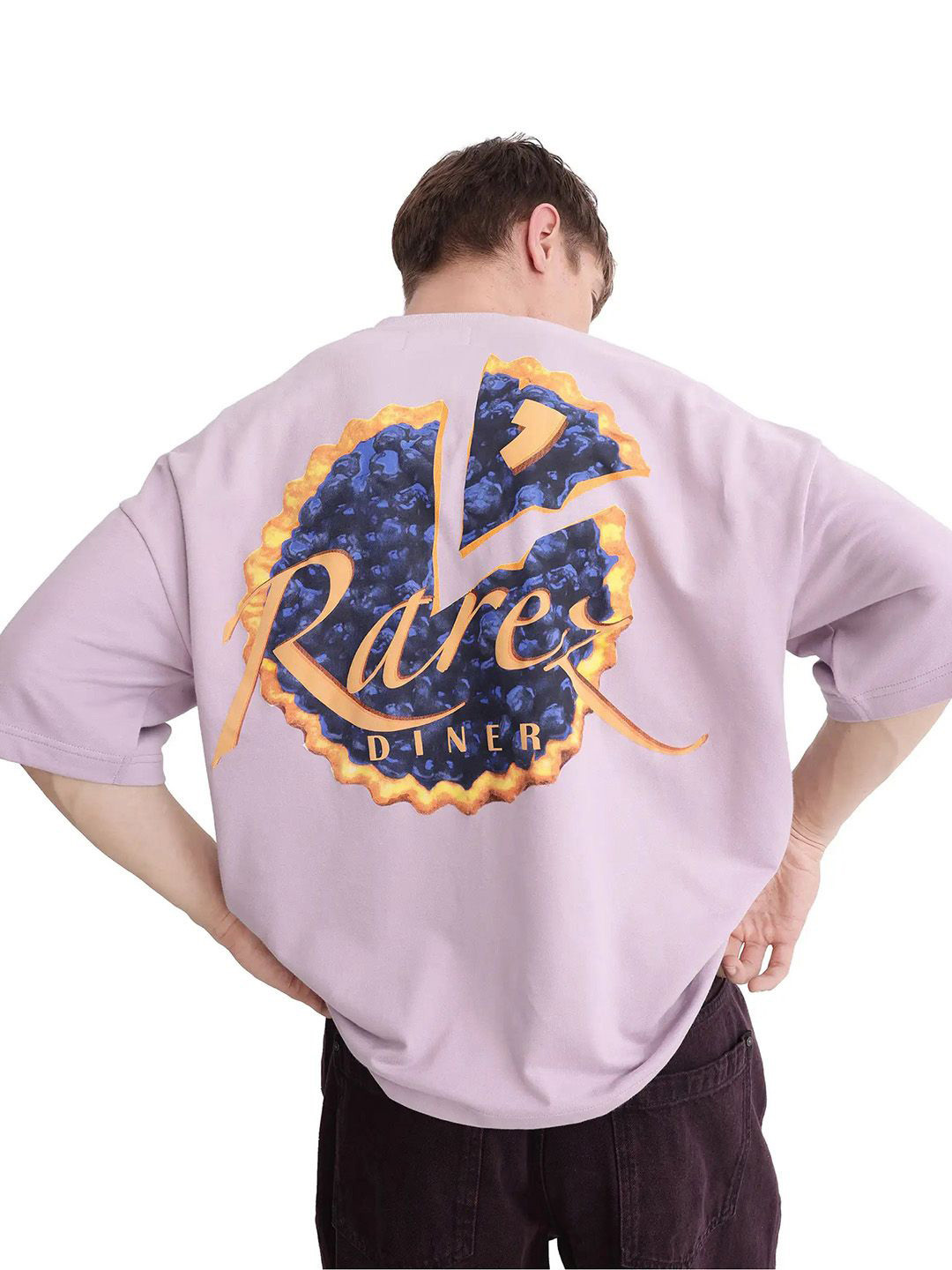 RARE RABBIT Mens Graphic Print Crew Neck Half Sleeve Oversized Fit T-Shirt