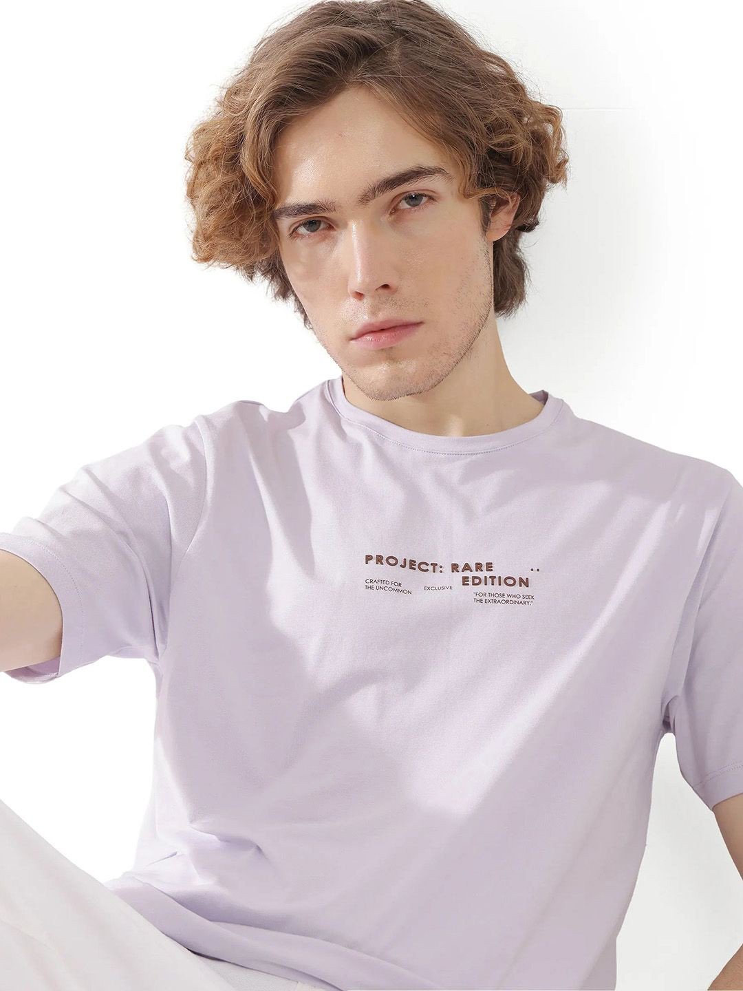 RARE RABBIT Men Typography Printed Round Neck T-shirt