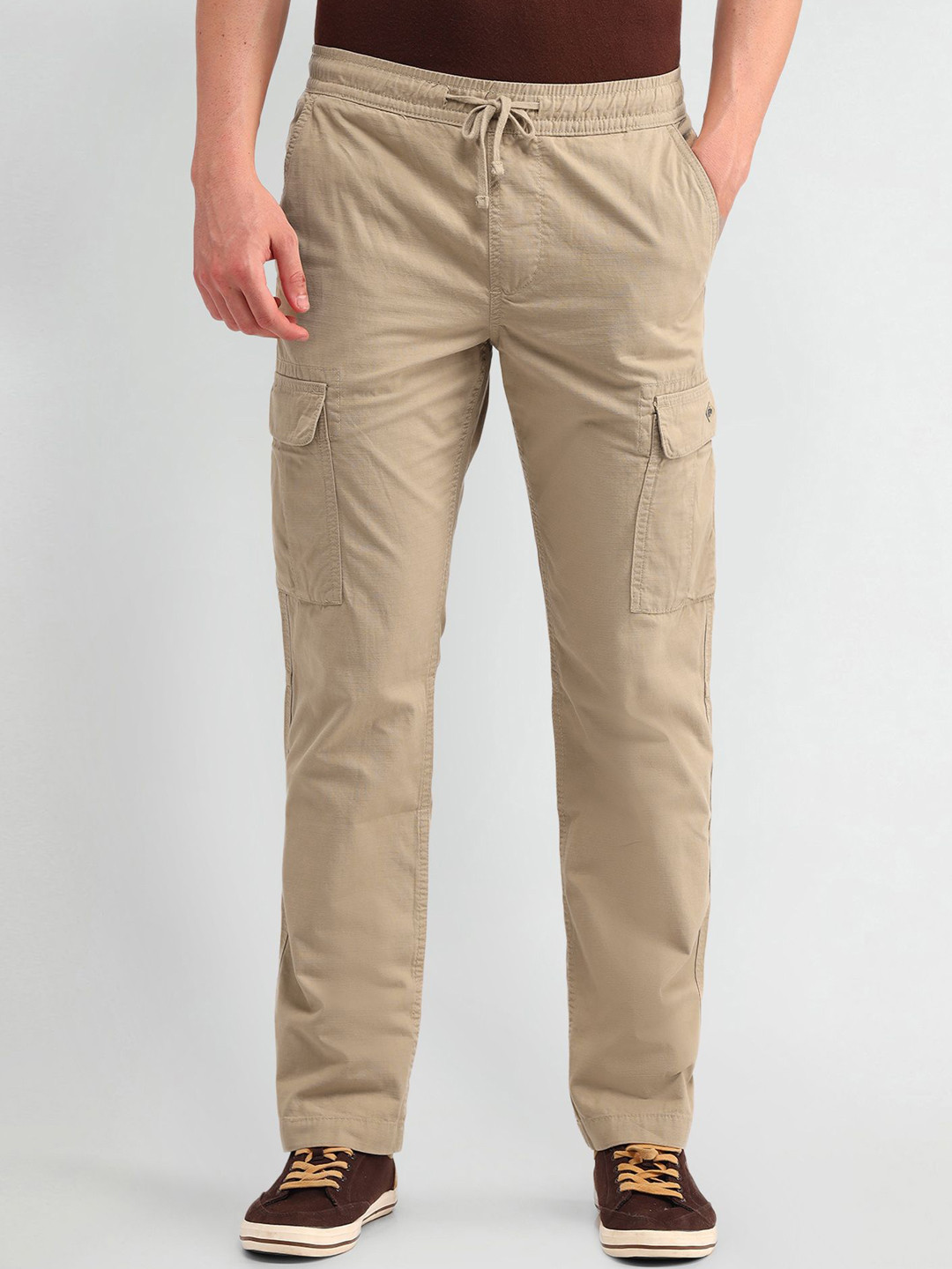 U.S. Polo Assn. Denim Co. Men Classic Cotton Mid-Rise Straight Fit Cargo Trousers