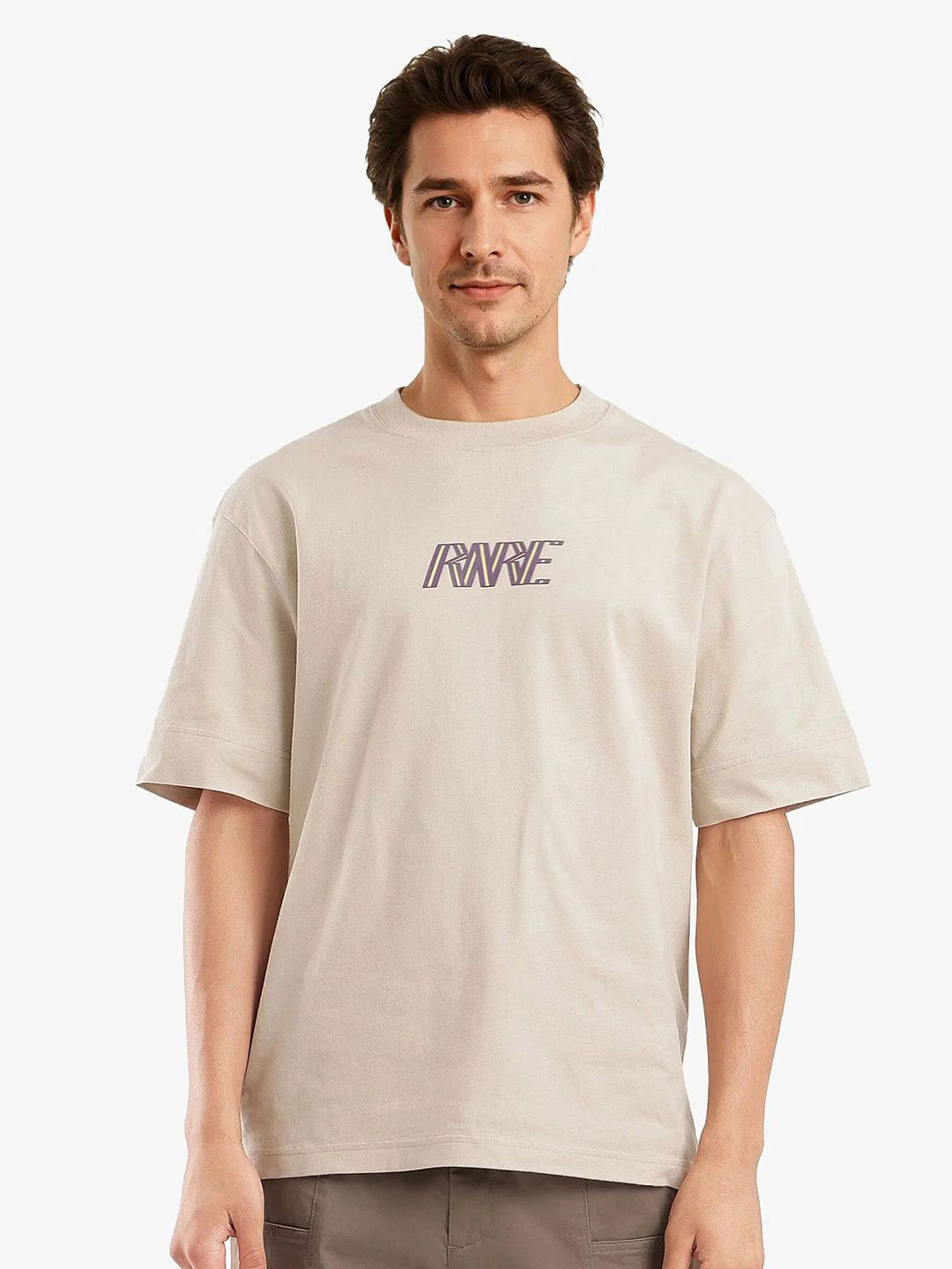 RARE RABBIT HARVE Men Typography Printed Round Neck Relaxed Fit T-shirt