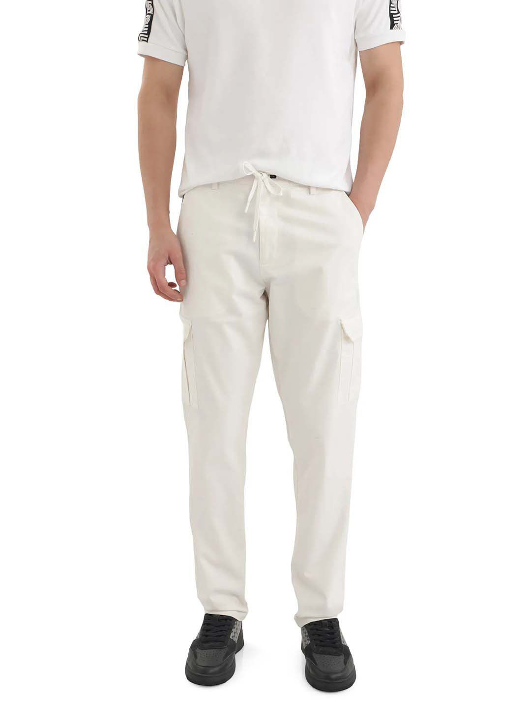 RARE RABBIT Men White Regular Fit Plain Trouser