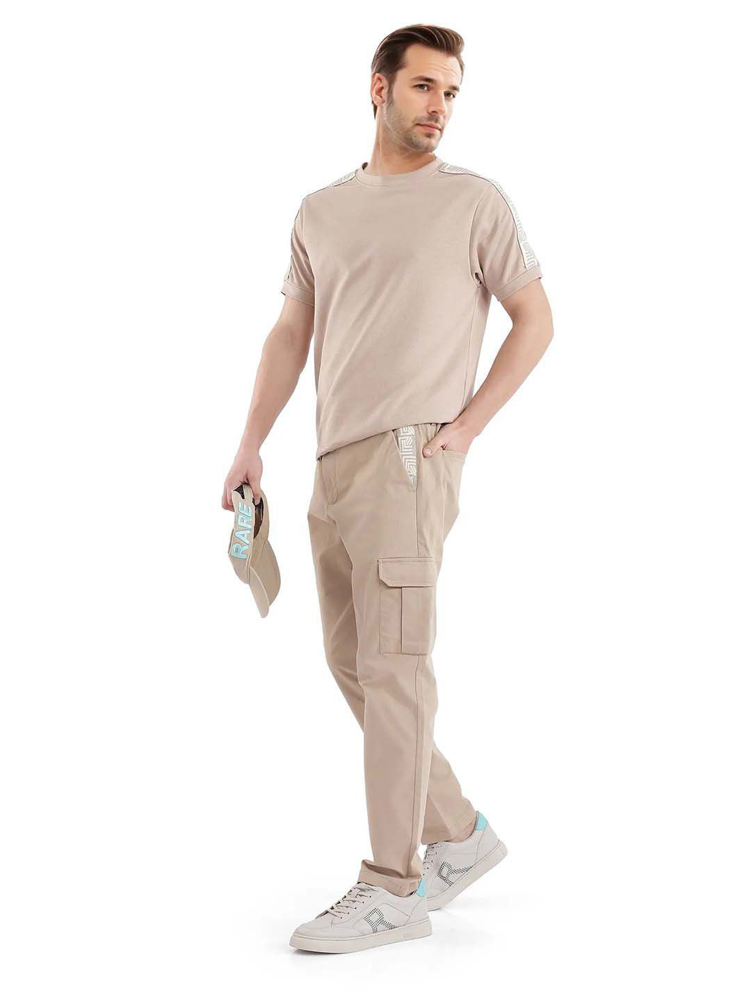 RARE RABBIT Men Beige Regular Fit Plain Trouser