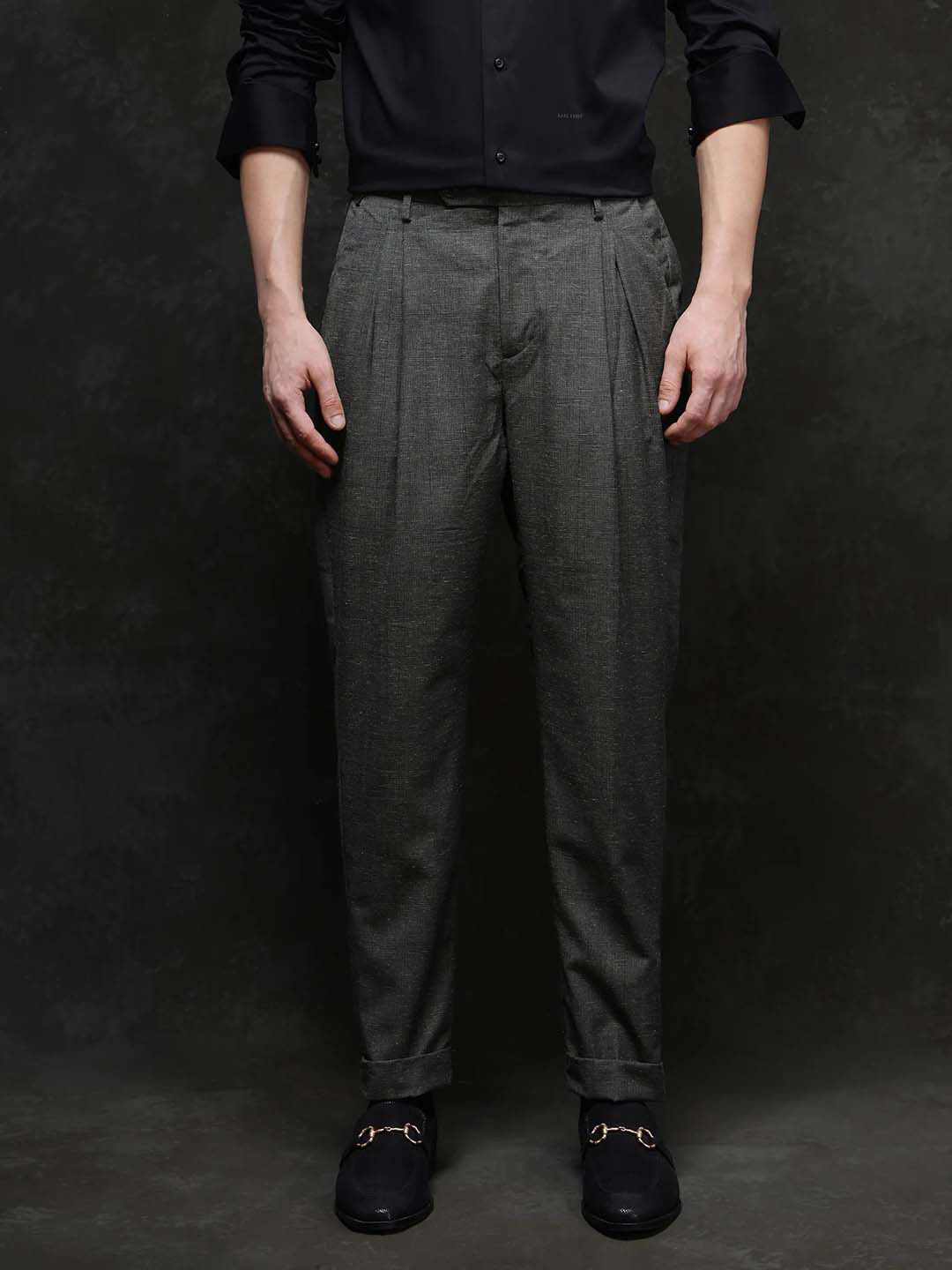 RARE RABBIT Men Green Regular Fit Checked Trouser