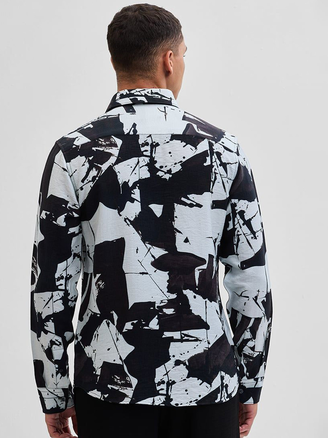 Snitch Abstract Viscose Rayon Long Sleeves Slim Fit Shirt - Image 4