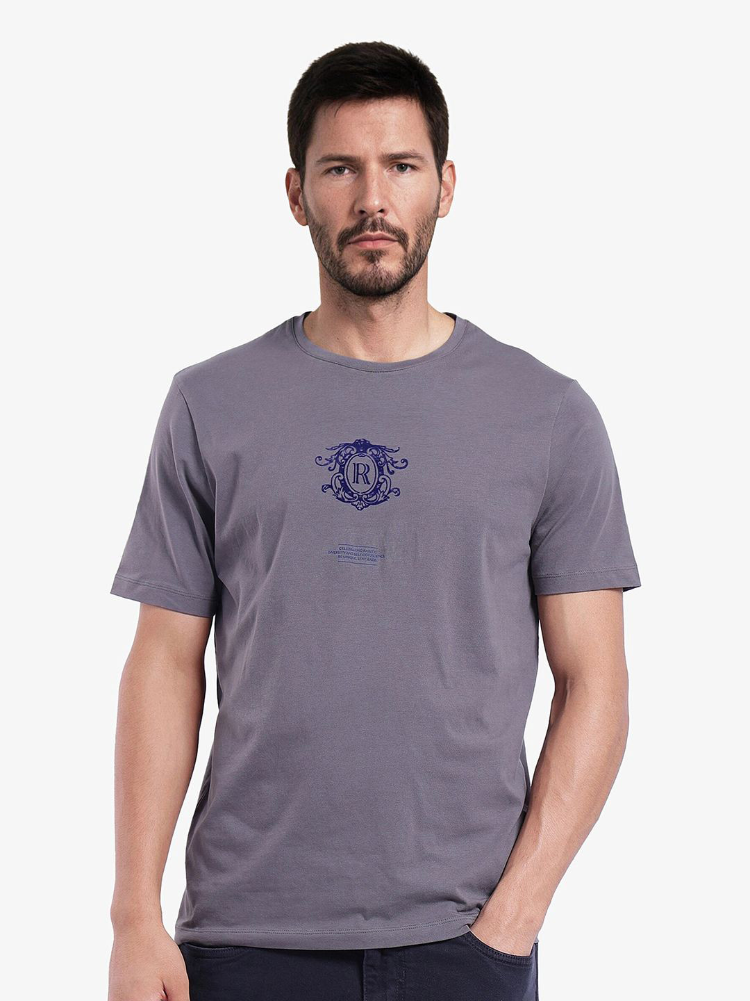 RARE RABBIT Men Solid Round Neck T-shirt