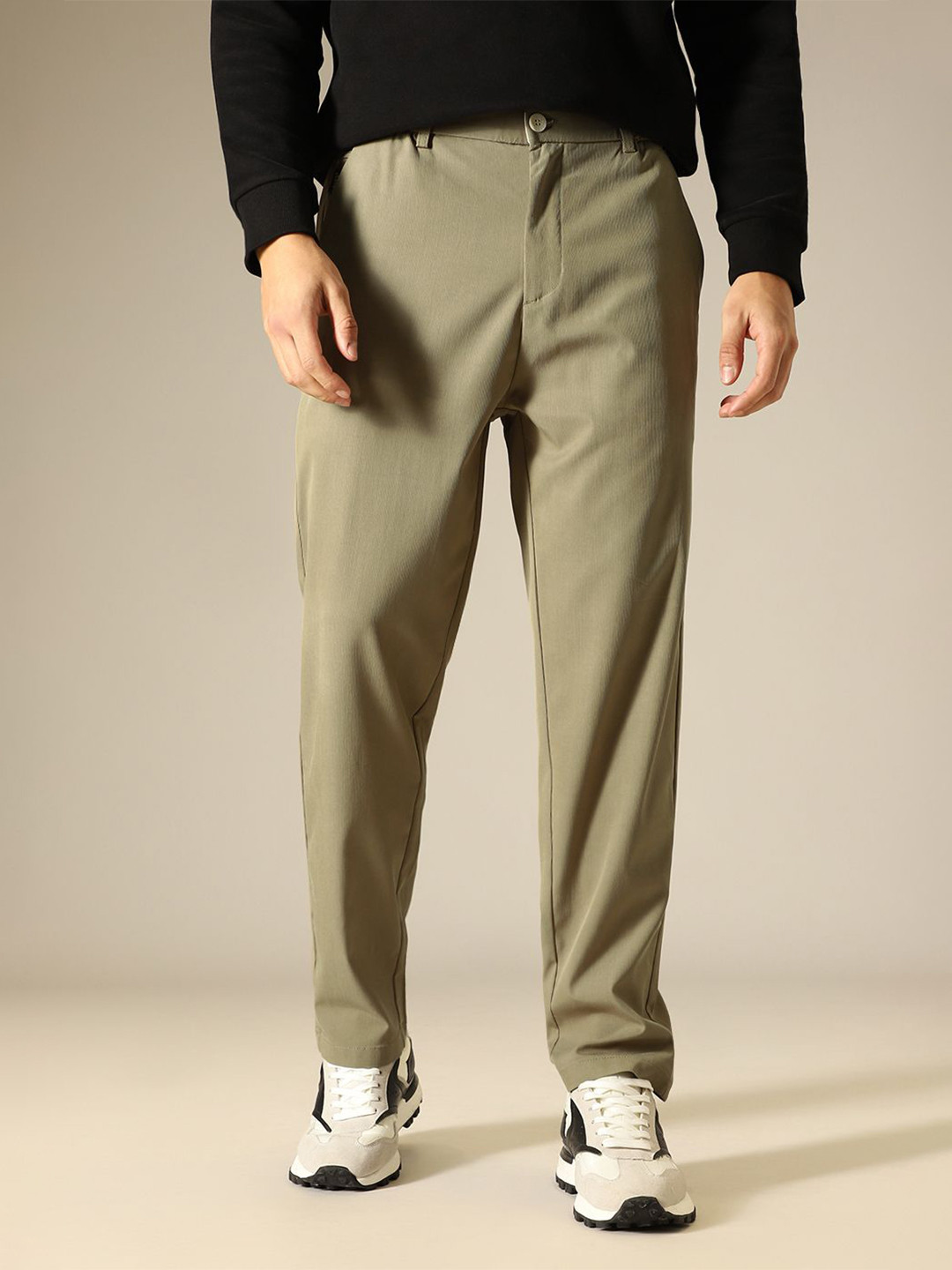 Banana Club Men Tan Relaxed Fit Trousers