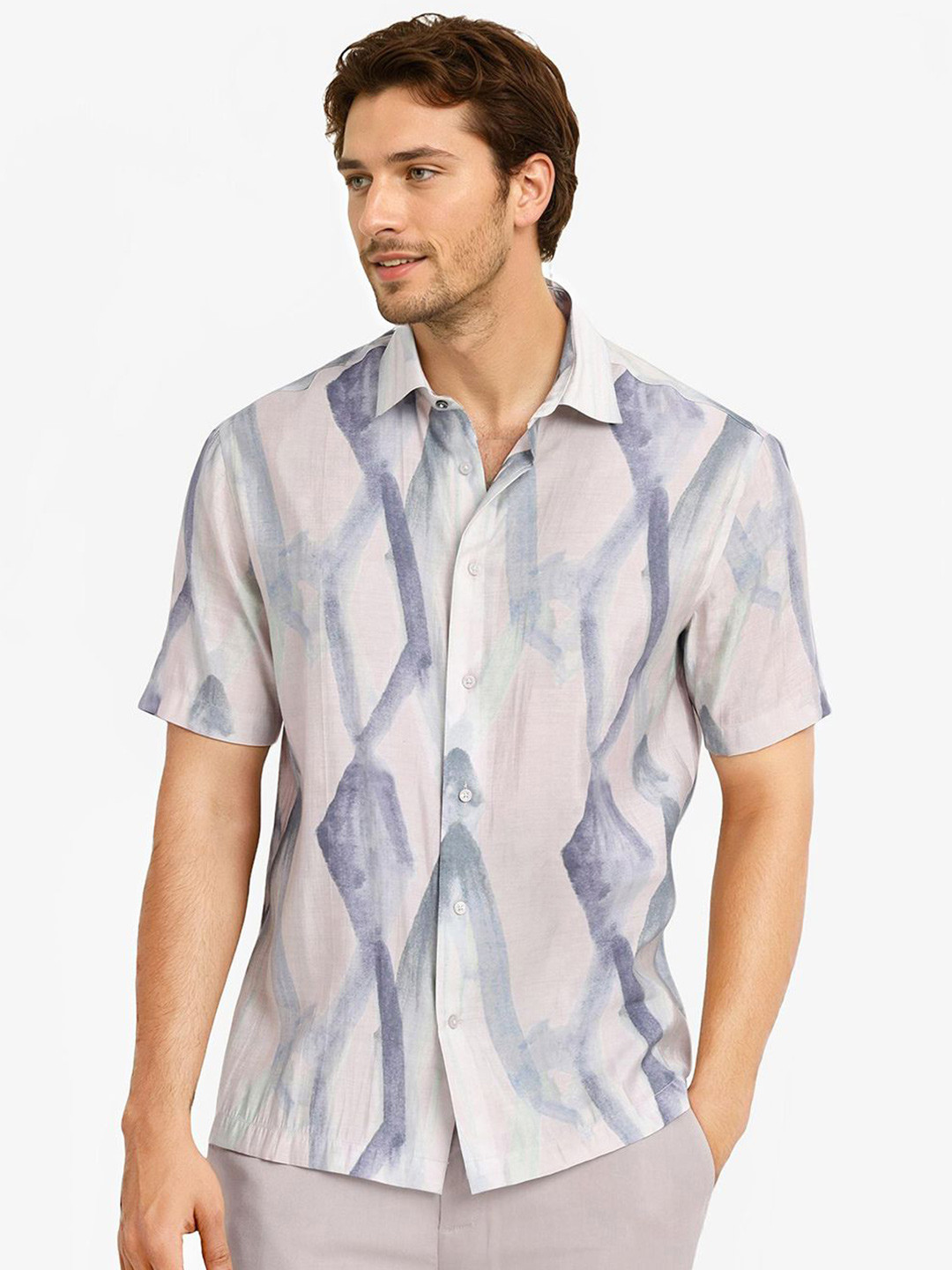 RARE RABBIT Men Comfort Spread Collar Graphic Printed Casual Shirt