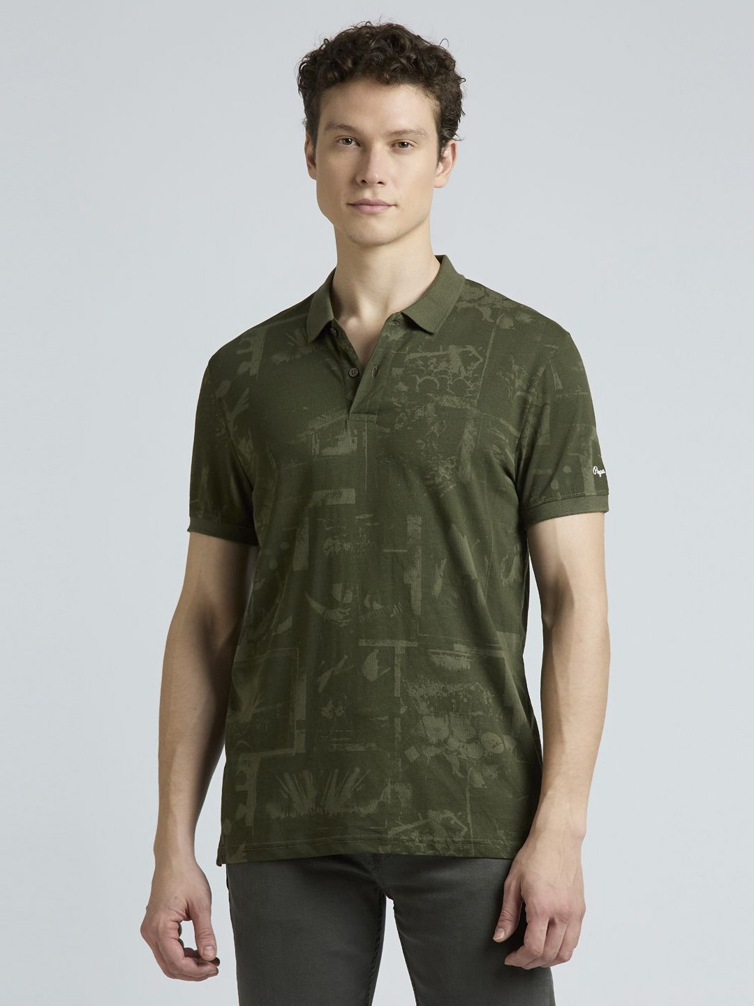 Pepe Jeans Men Abstract Printed Polo Collar Pure Cotton T-shirt
