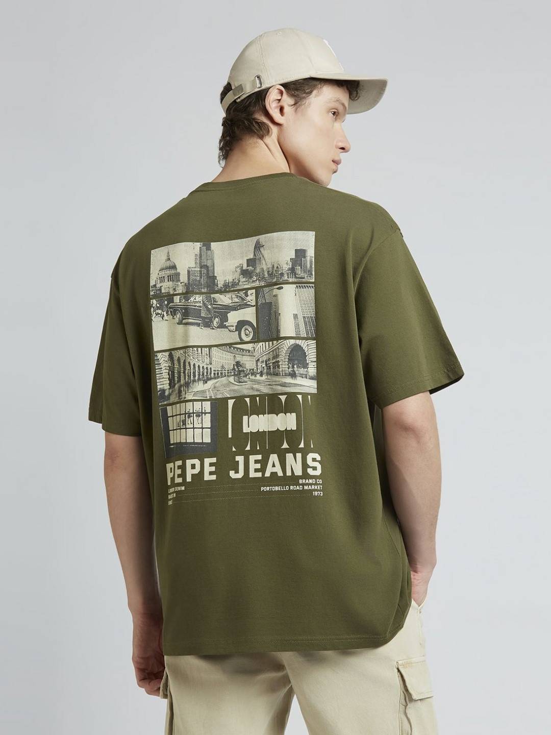 Pepe Jeans Men Graphic Printed Round Neck Pure Cotton Oversized T-shirt