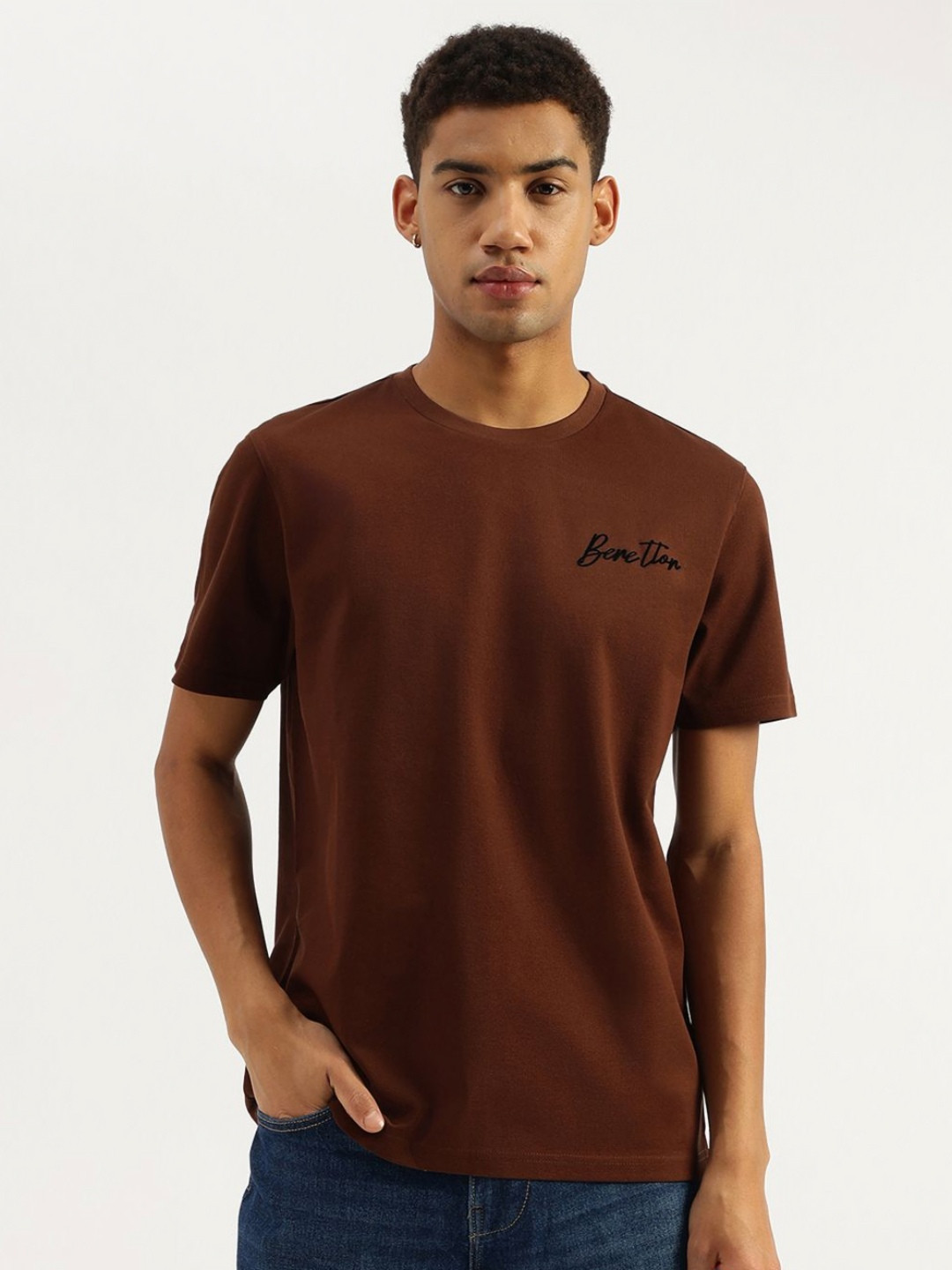 United Colors of Benetton Men Printed Pure Cotton T-shirt