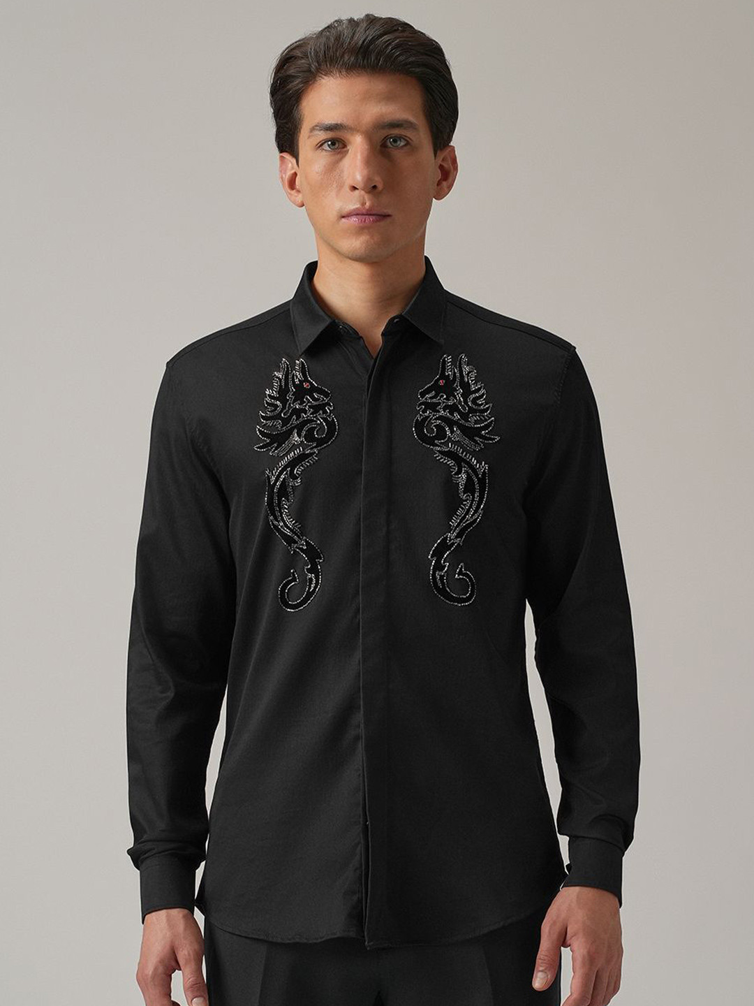 Banana Club Serpentine Dragon Handwork Designer Slim Fit Shirt