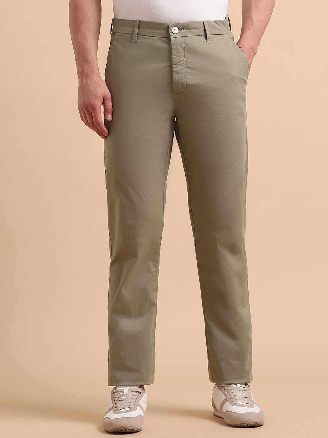 U.S. Polo Assn. Men Slim Fit Mid-Rise Chinos Trousers