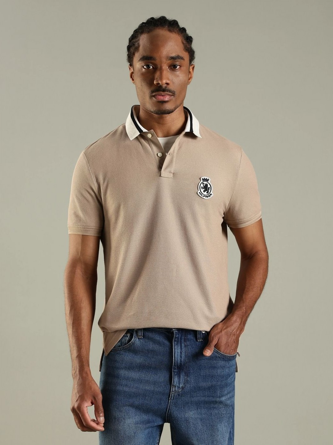 Tommy Hilfiger Men Solid Polo Collar Cotton T-shirt