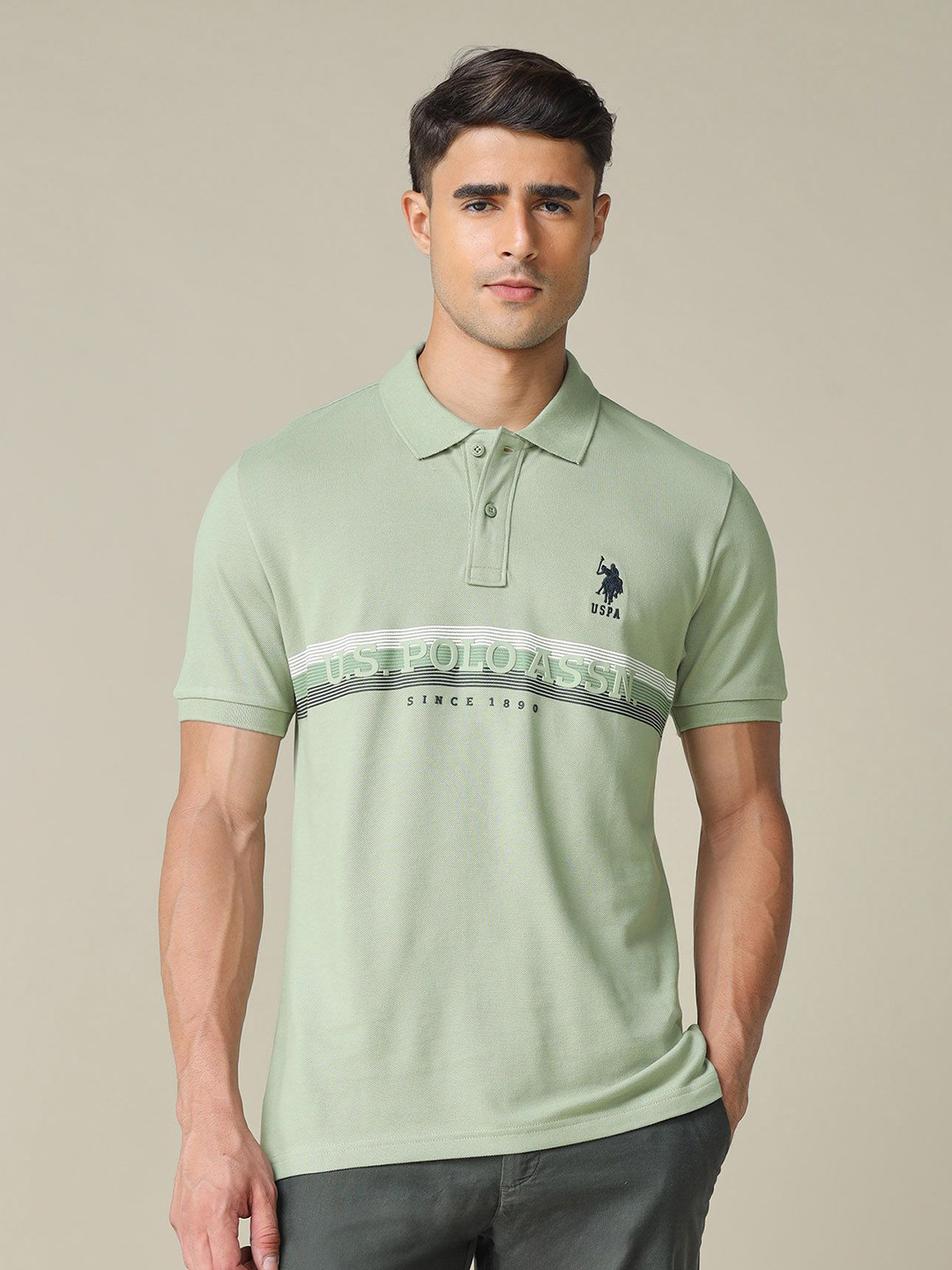 U.S. Polo Assn. Striped Polo Collar Cotton Regular Fit T-shirt