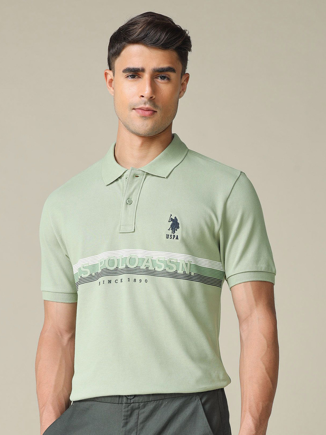 U.S. Polo Assn. Striped Polo Collar Cotton Regular Fit T-shirt