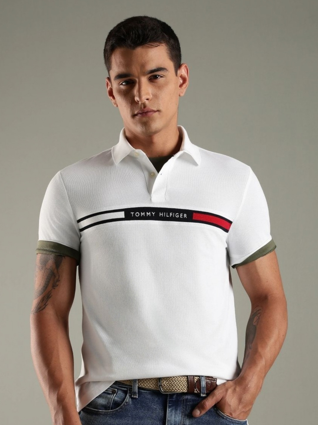 Tommy Hilfiger Europe Brand Logo Printed Polo Collar T-shirt