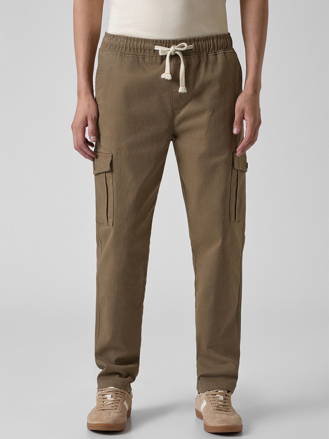 Banana Club Men Khaki Regular Fit Cargos Trousers