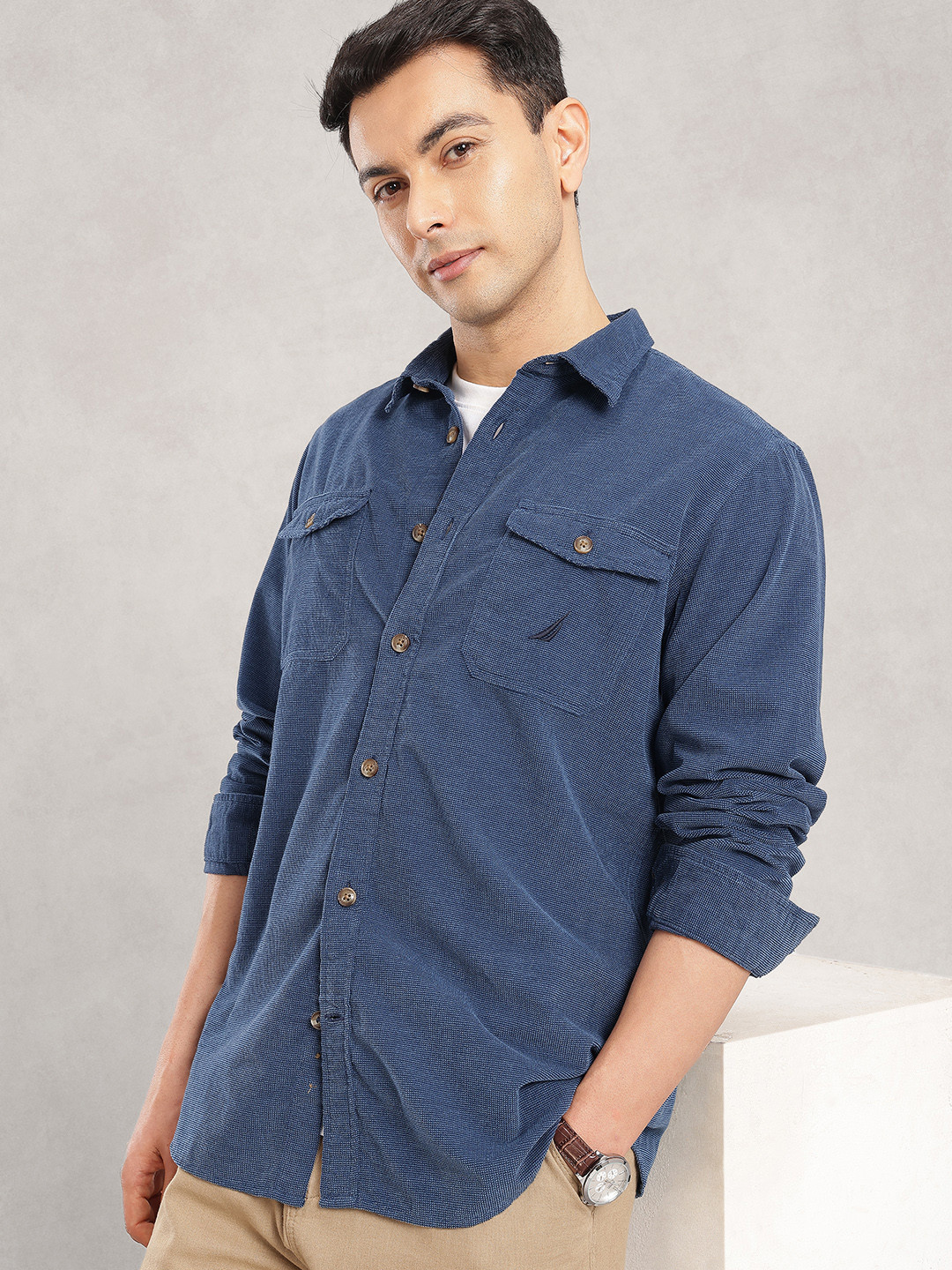 Nautica Pure Cotton Corduroy Classic Fit Casual Shirt