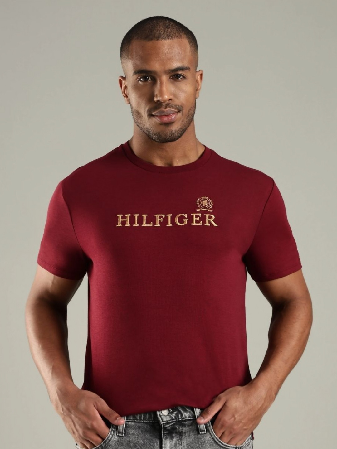 Tommy Hilfiger Brand Logo Printed Polo Collar Regular Sleeves Cotton Regular Fit T-shirt