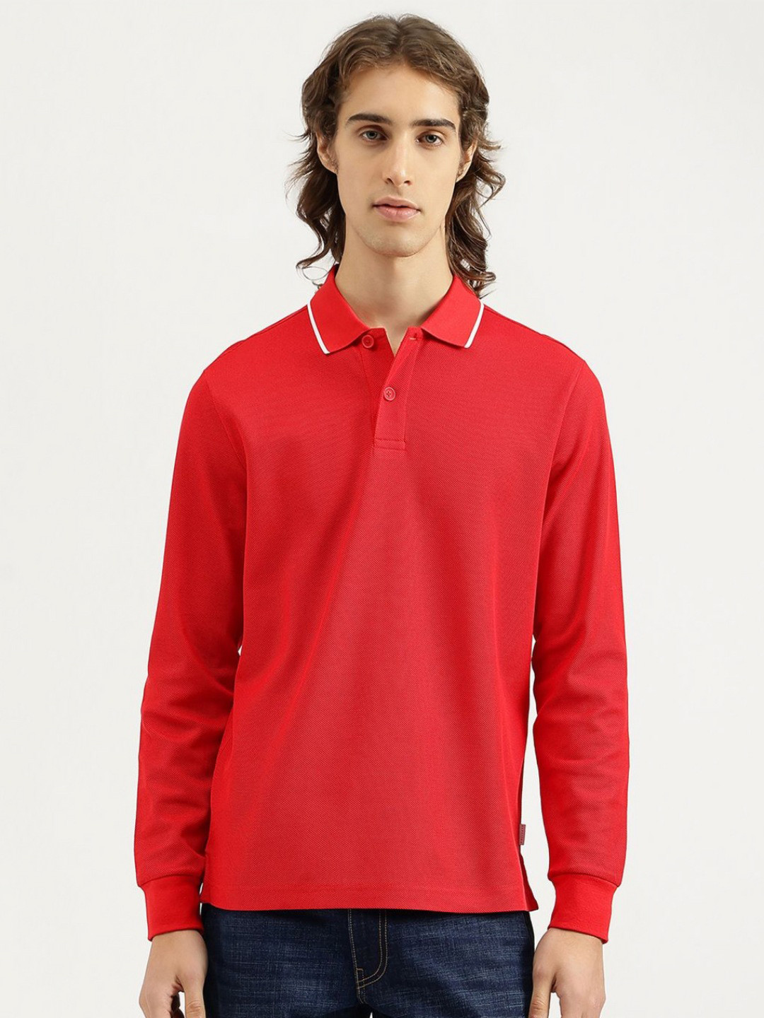 United Colors of Benetton Men Solid Polo Collar Pure Cotton T-shirt