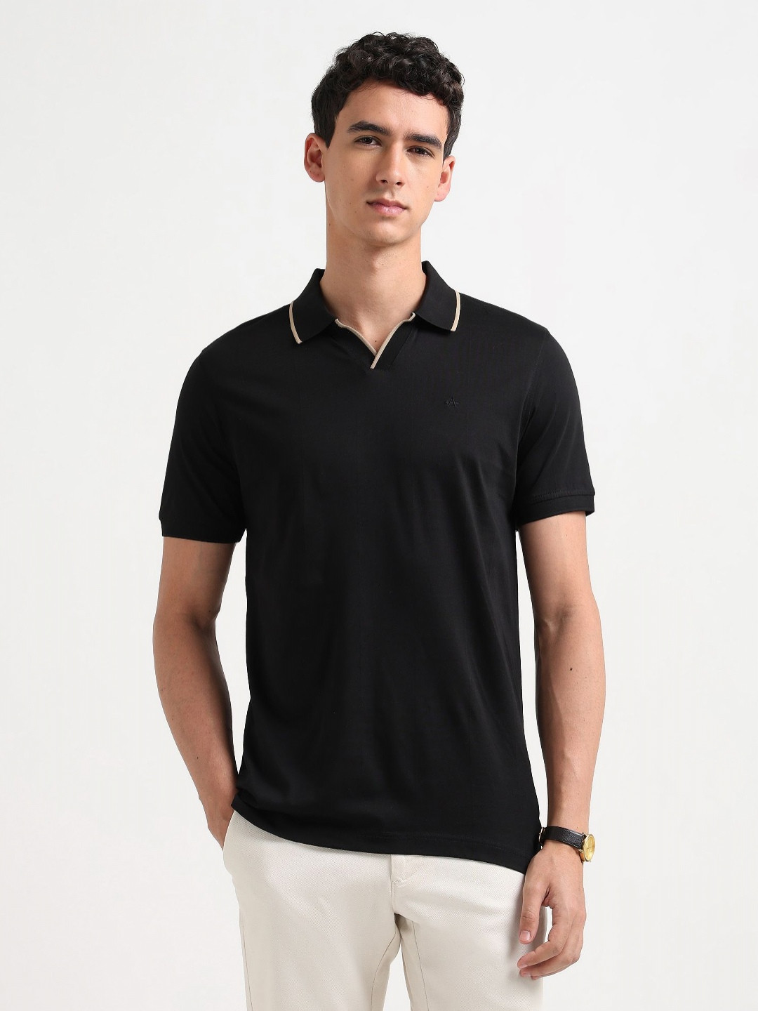Arrow Men Solid Polo Collar Pure Cotton T-shirt