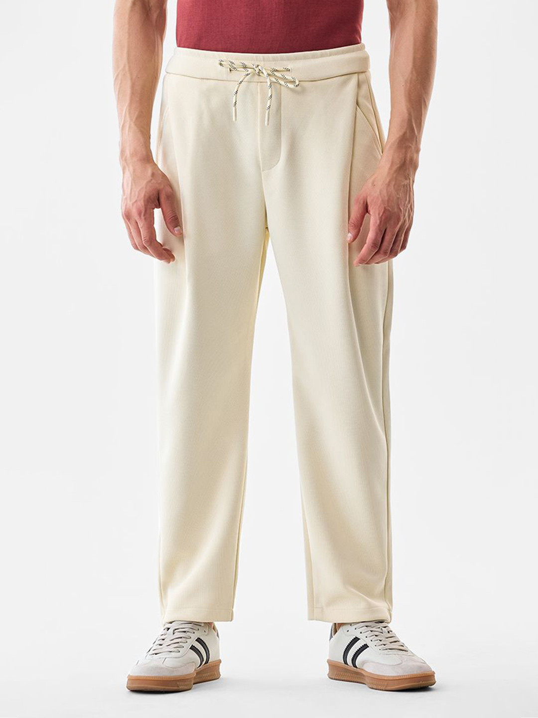 Snitch Men Textured Mid-Rise Relaxed Fit Regular Trouser