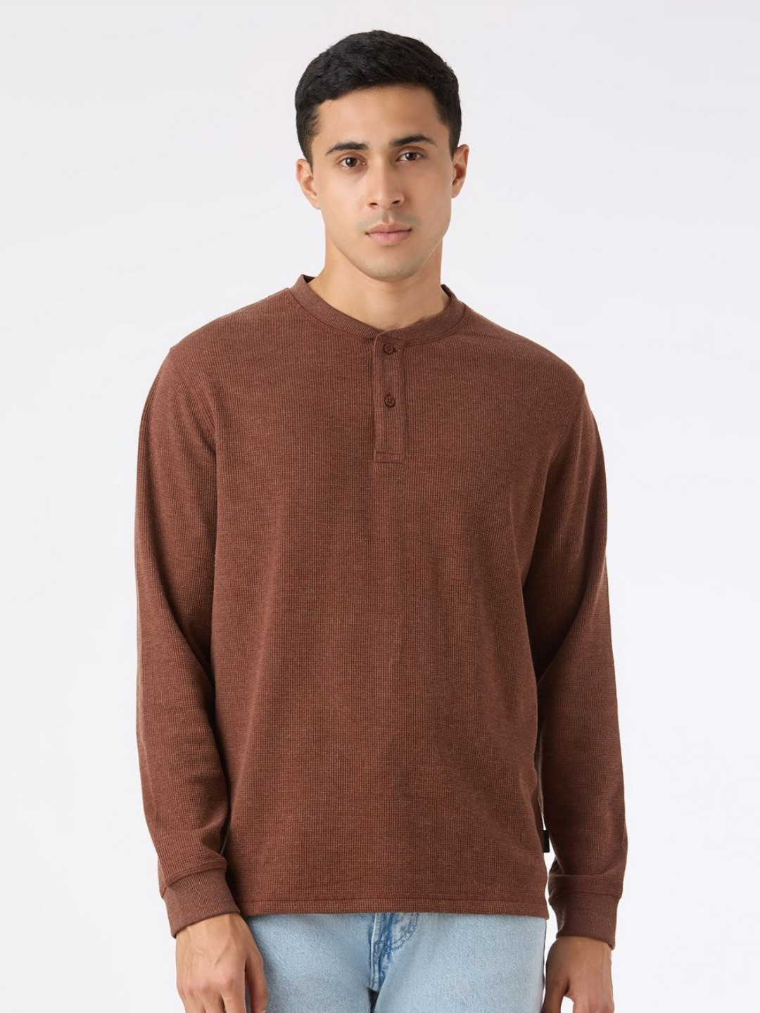 Pepe Jeans Men Solid Henley Neck T-shirt