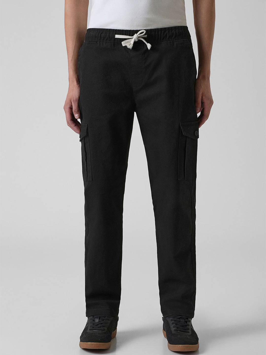 Banana Club Men Stone Black Regular Fit Cargo Trousers