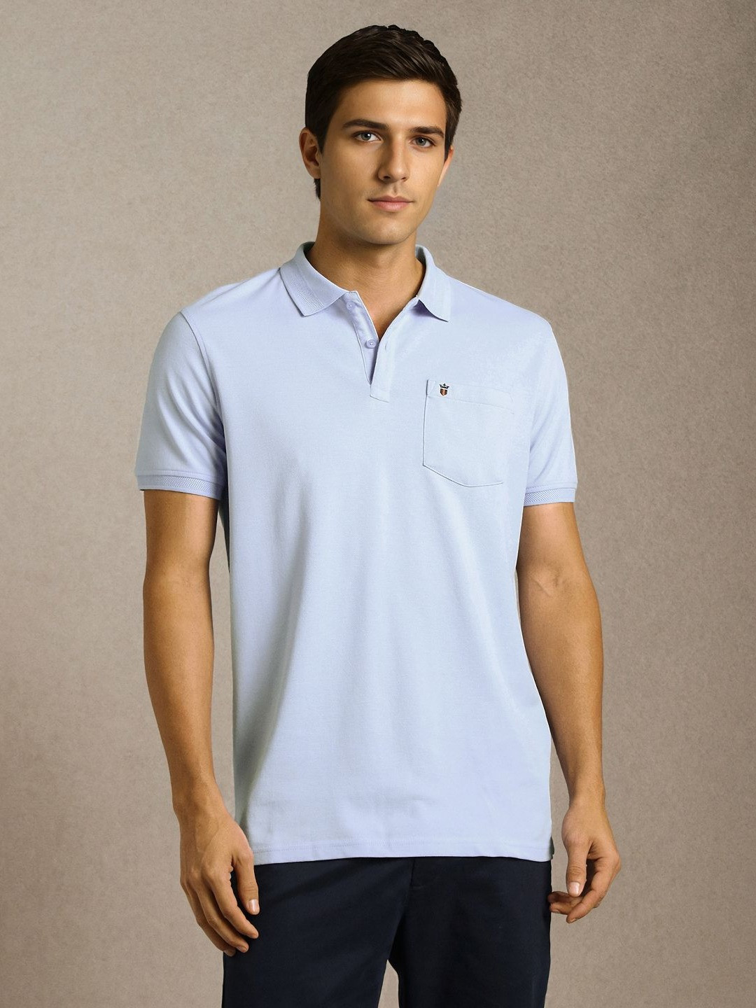 Louis Philippe Sport Men Solid Polo Collar Pure Cotton T-shirt
