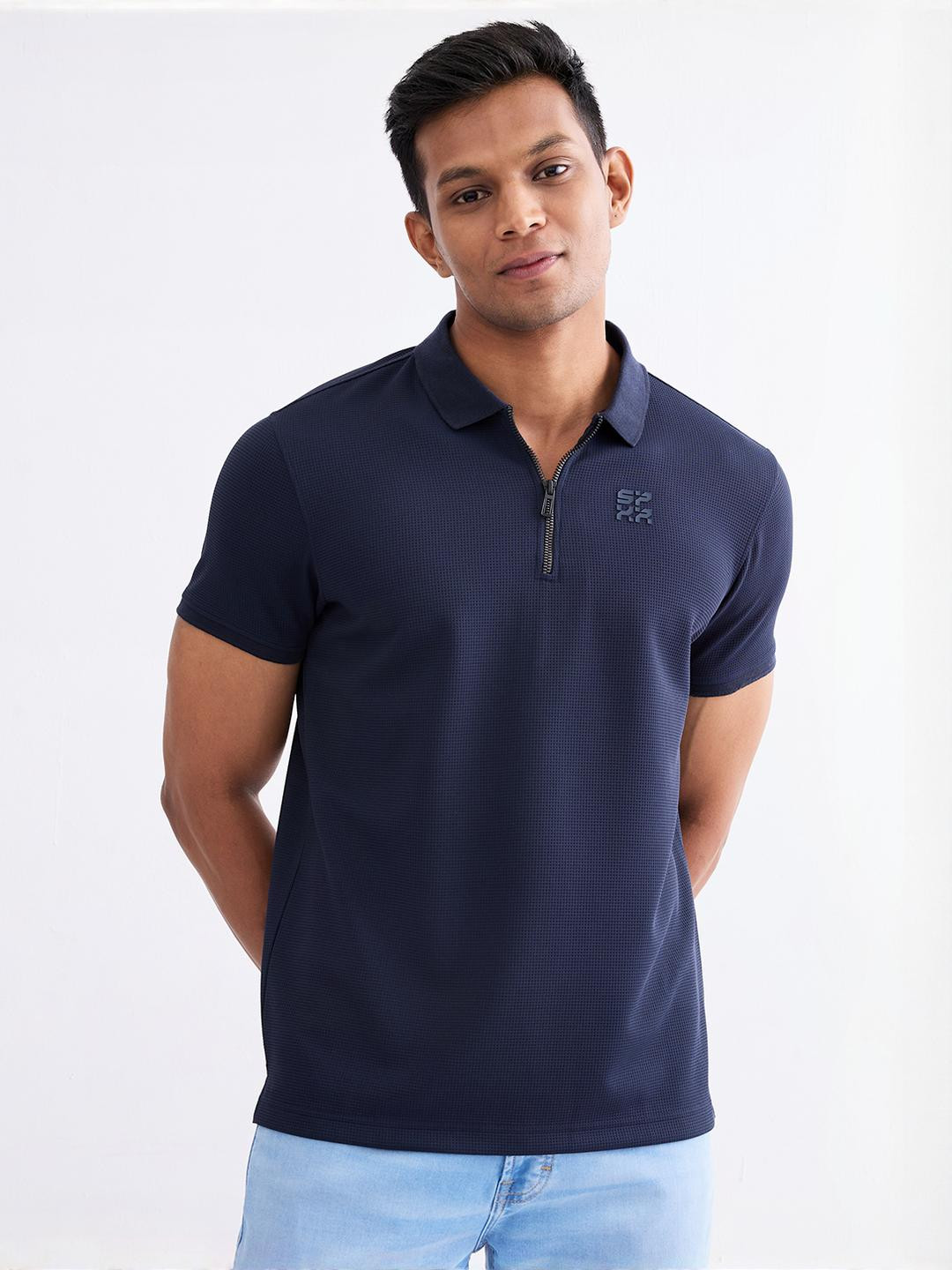 SPYKAR Men Blue Polyester Tshirts