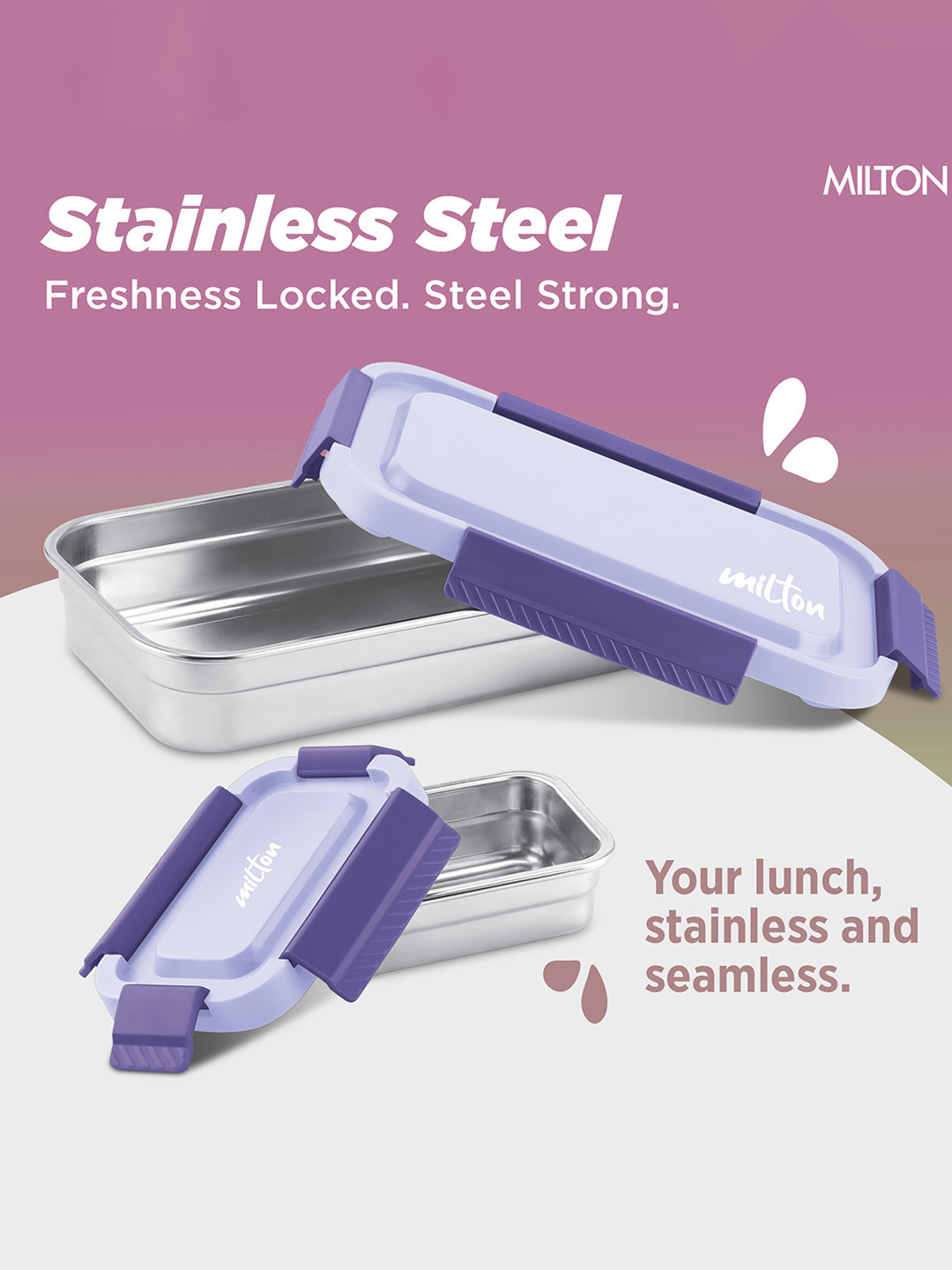 Milton Purple Stainless Steel Metro Meal Sr Lunch Box 950 ml - Image 5