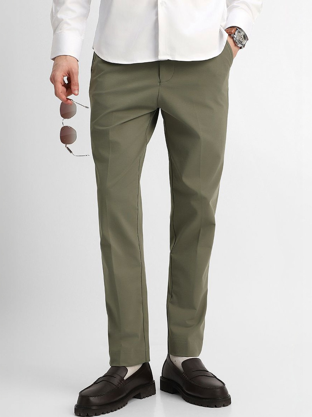 Snitch Olive Solid Trousers