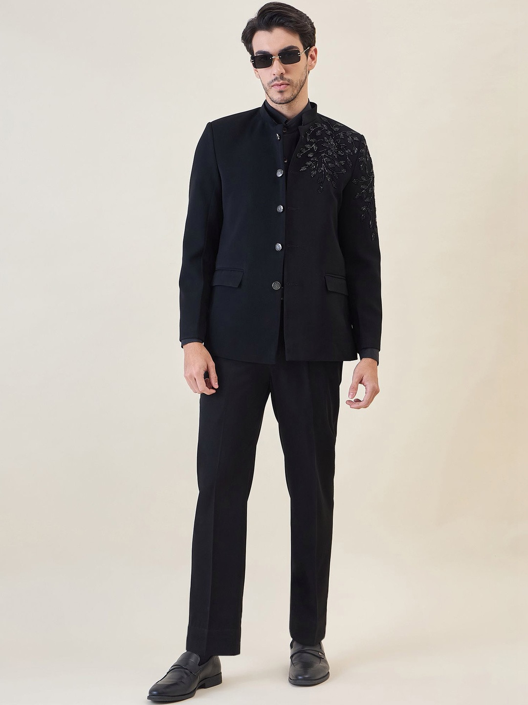 House of Pataudi Embellished Tailored-Fit Jodhpuri Bandhgala - Image 2