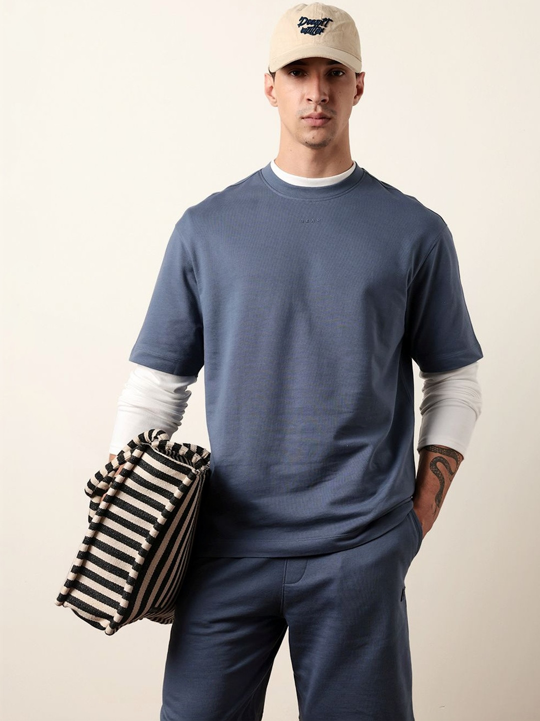 THE BEAR HOUSE Men Drop-Shoulder Sleeves T-shirt