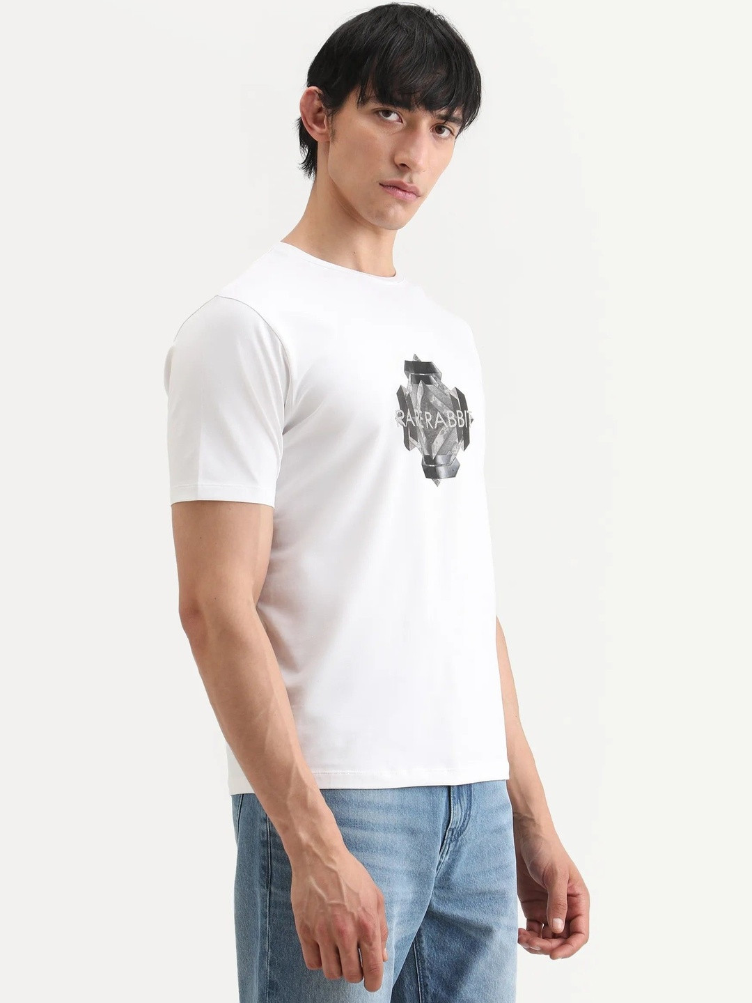 RARE RABBIT Kuho Embroidered Graphic Cotton Round Neck Short Sleeves T-shirt