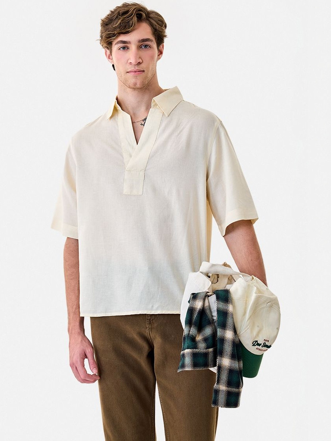 Snitch Cotton Linen Short Sleeves Shirt