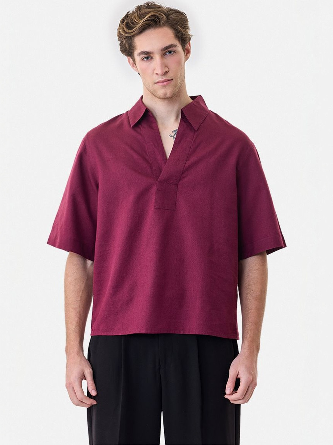 Snitch Cotton Linen Short Sleeves Shirt