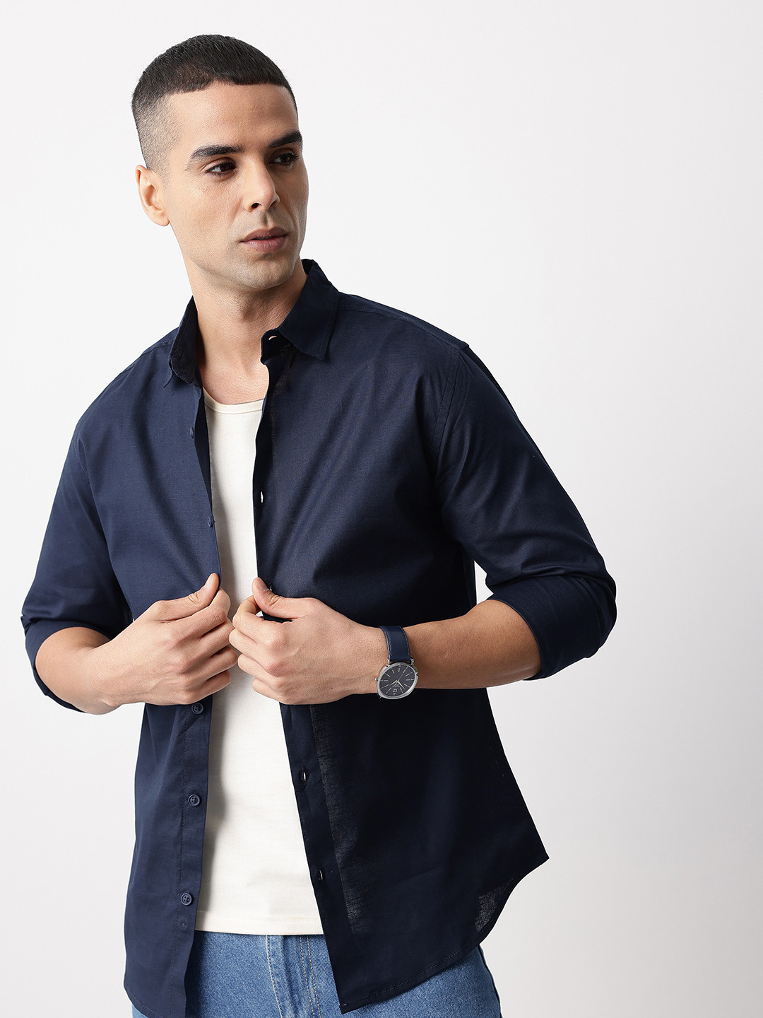 Mast & Harbour Spread Collar Casual Shirt