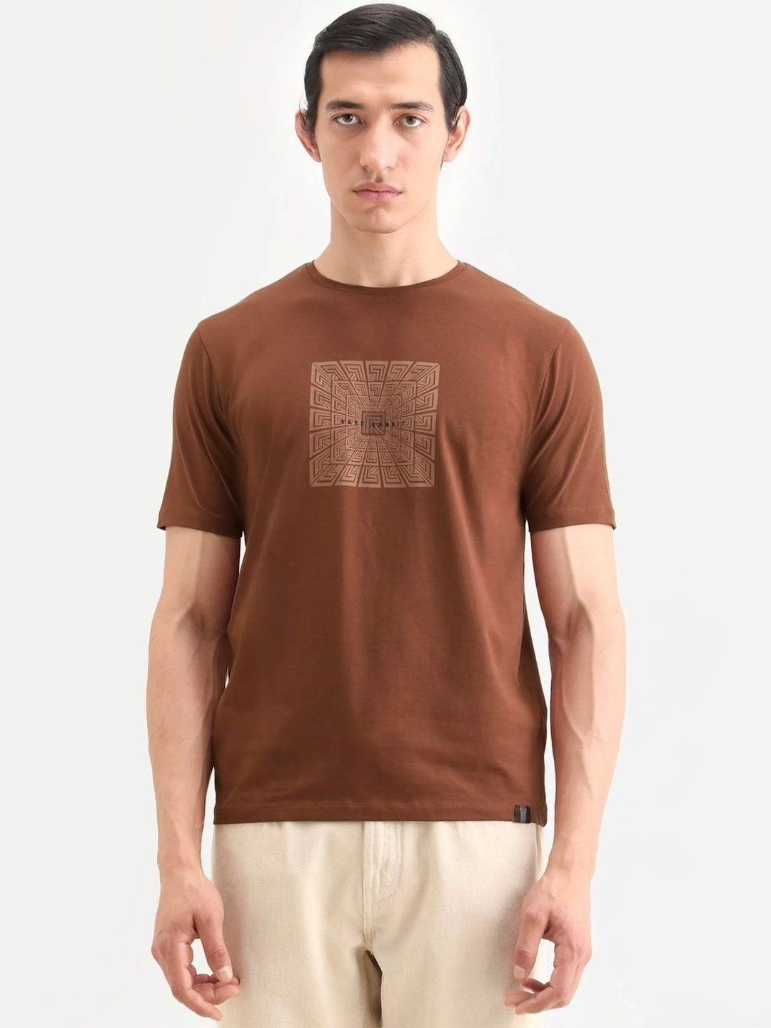 RARE RABBIT Men Printed Round Neck T-shirt