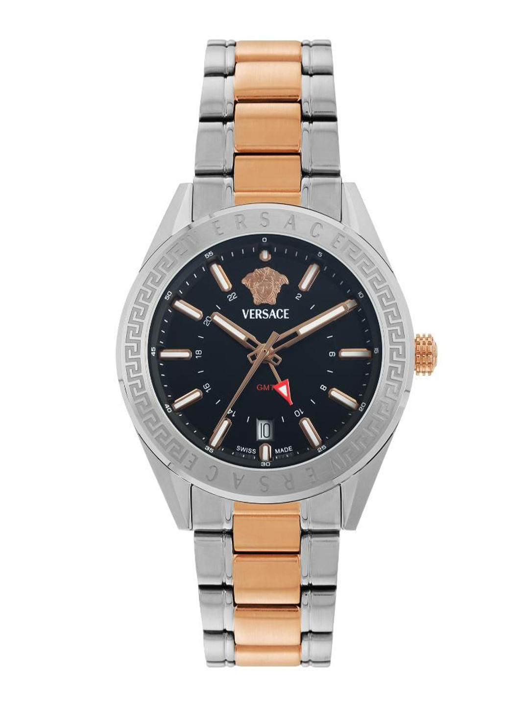 Versace Men Brass Dial & Stainless Steel Bracelet Style Straps Analogue Watch VEAFA0624